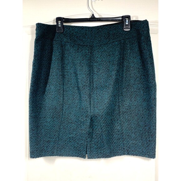 Banana Republic Skirt Womens 14 Green Black Textured Flannel Tweed Pencil Lined - Picture 3 of 10
